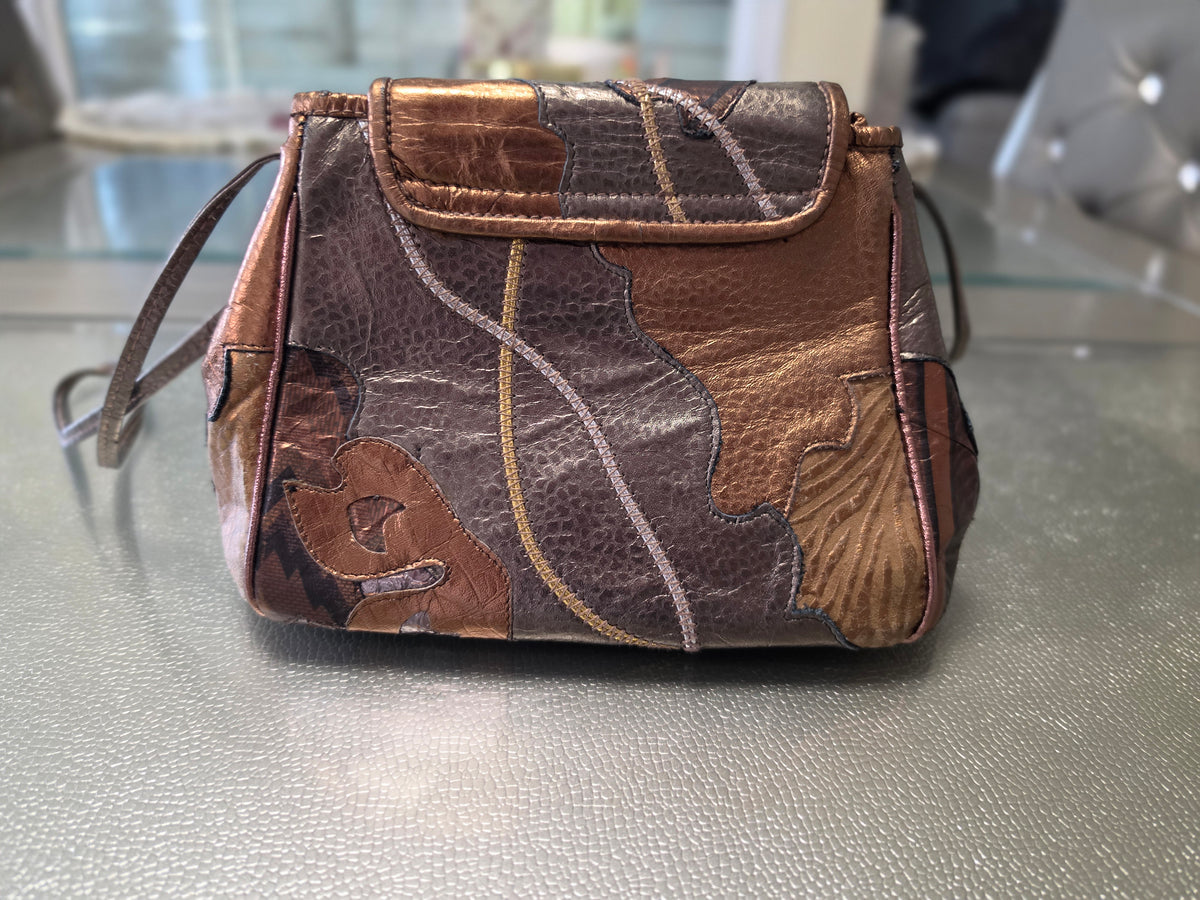 The Bronzed Relic — Patchwork Metallic Leather Crossbody