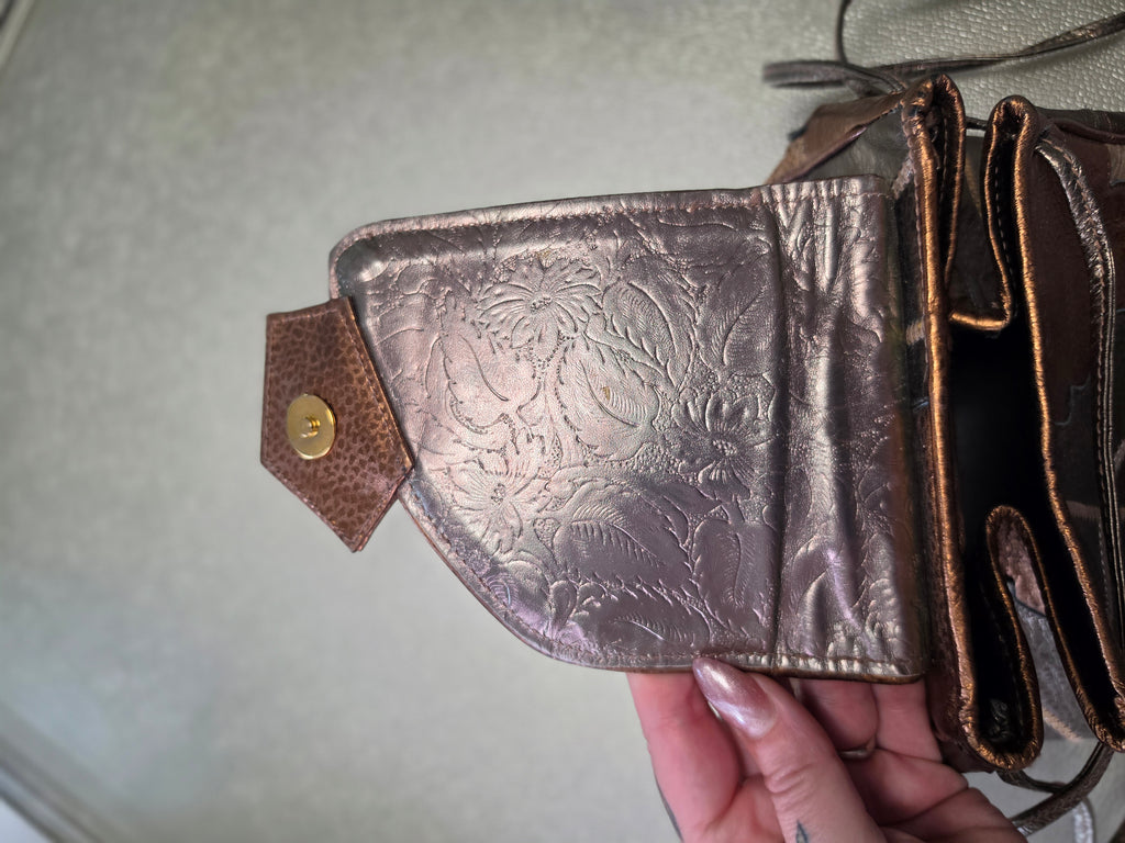 The Bronzed Relic — Patchwork Metallic Leather Crossbody