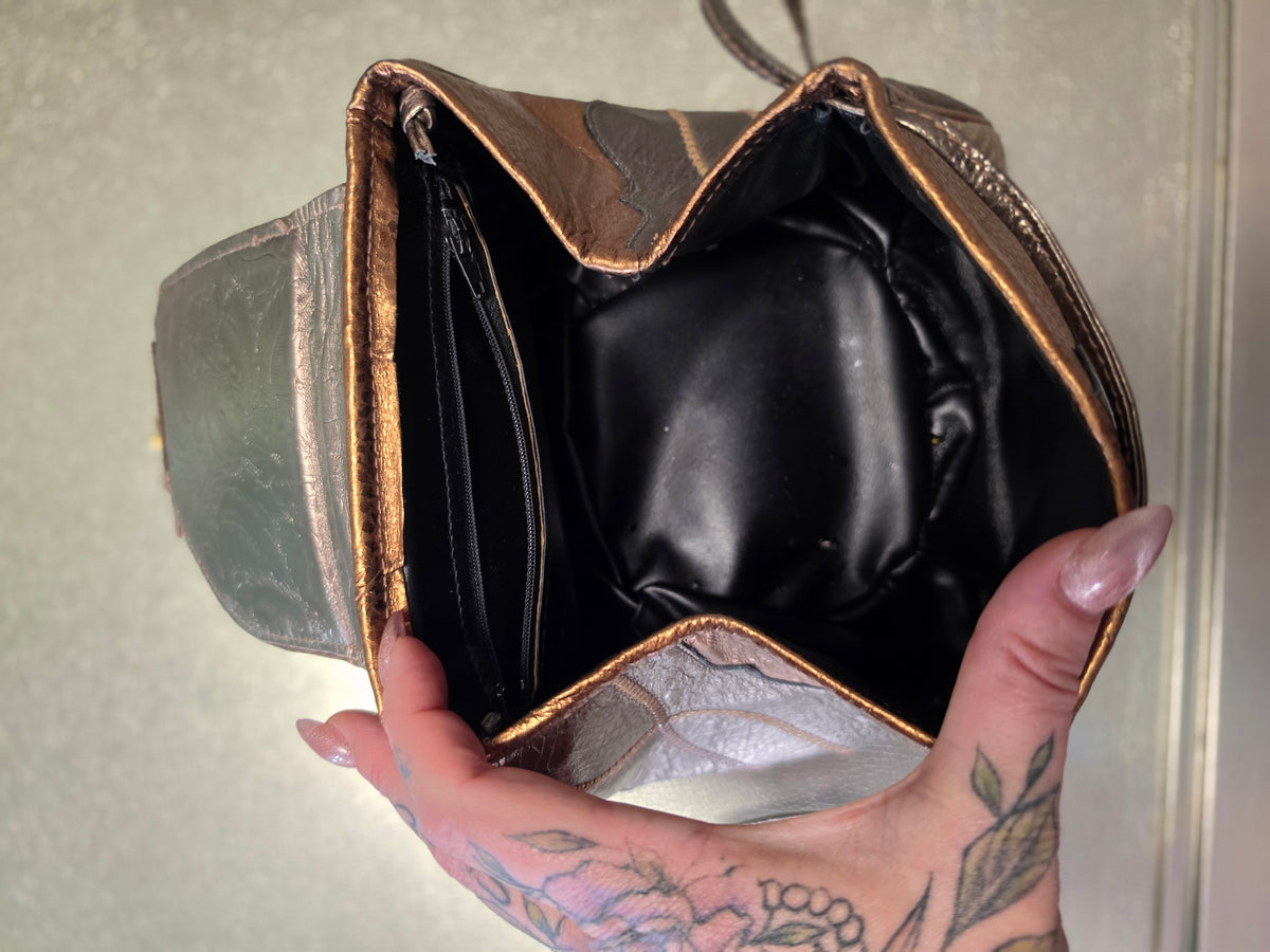The Bronzed Relic — Patchwork Metallic Leather Crossbody