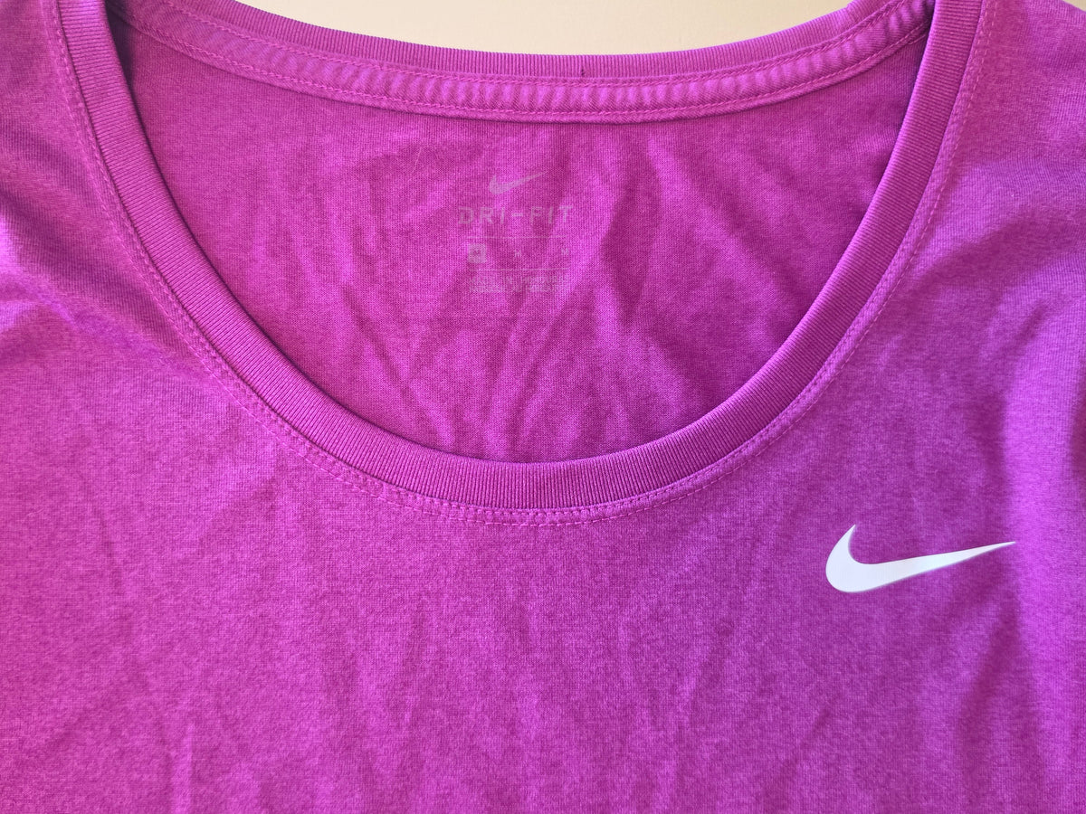 Nike Dri-FIT Purple Long Sleeve Top — neckline detail