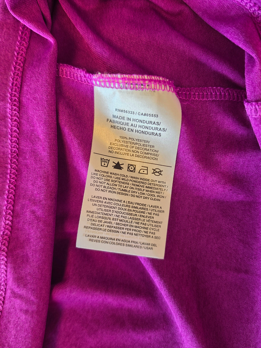 Nike Dri-FIT Purple Long Sleeve Top — care label