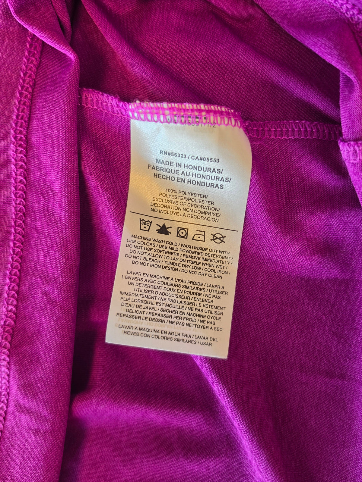 Nike Dri-FIT Purple Long Sleeve Top — care label