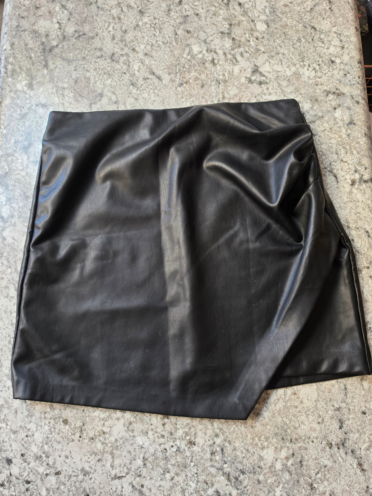 Dynamite black faux-leather skirt front
