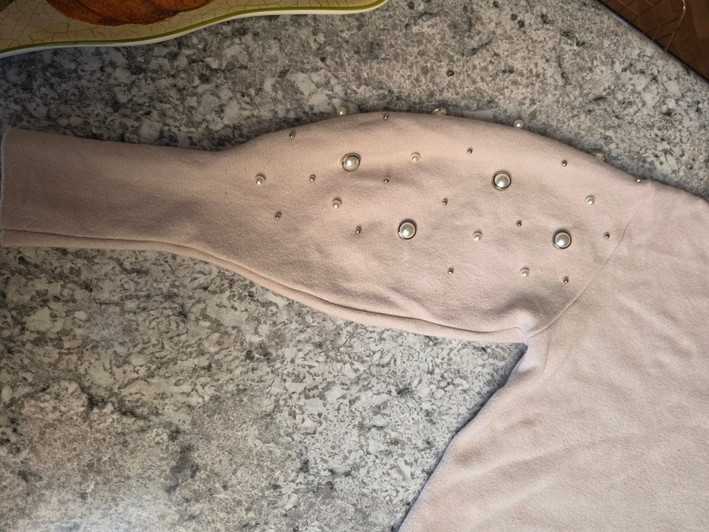 Pearl Afterglow Embellished Mock-Neck Sweater
