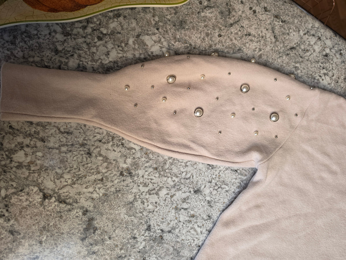 Pearl Afterglow Embellished Mock-Neck Sweater