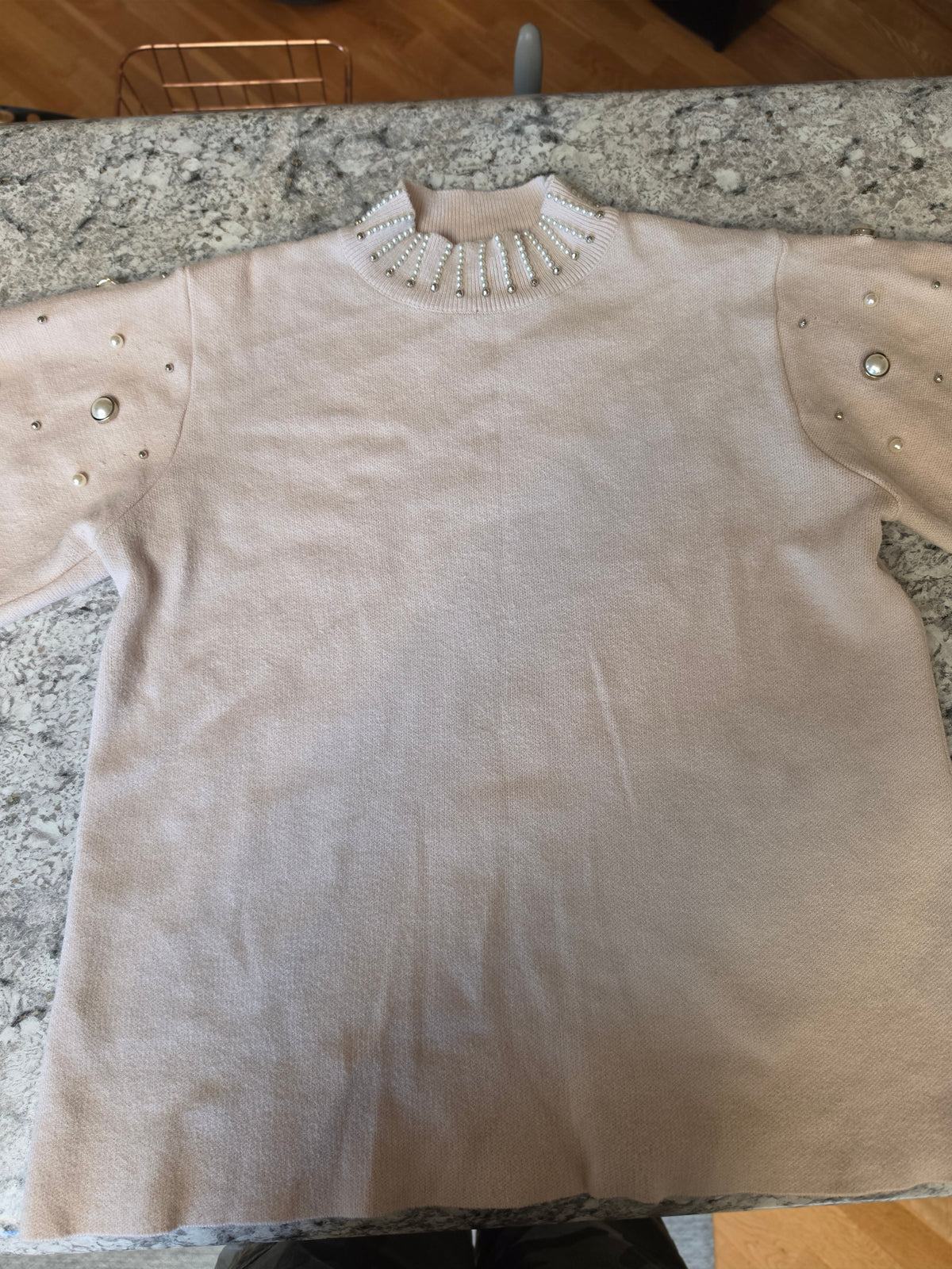 Pearl Afterglow Embellished Mock-Neck Sweater