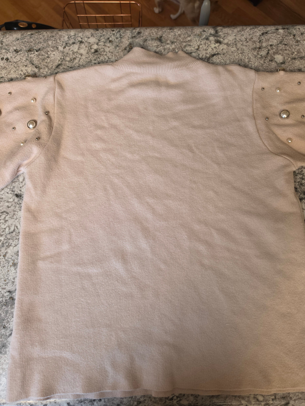 Pearl Afterglow Embellished Mock-Neck Sweater