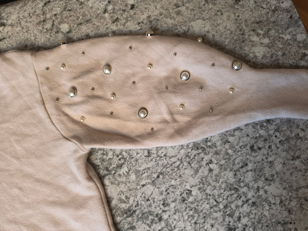 Pearl Afterglow Embellished Mock-Neck Sweater