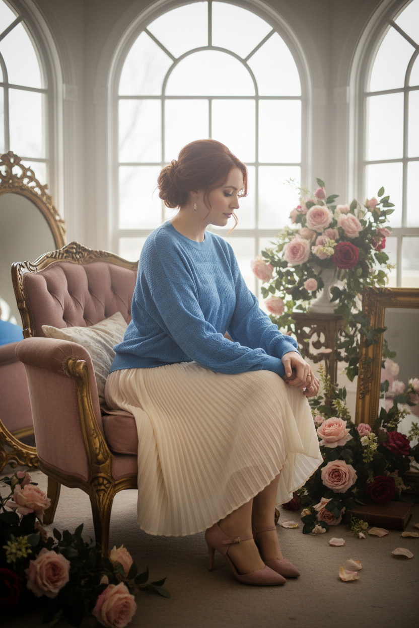 Azure pointelle sweater romantic lifestyle