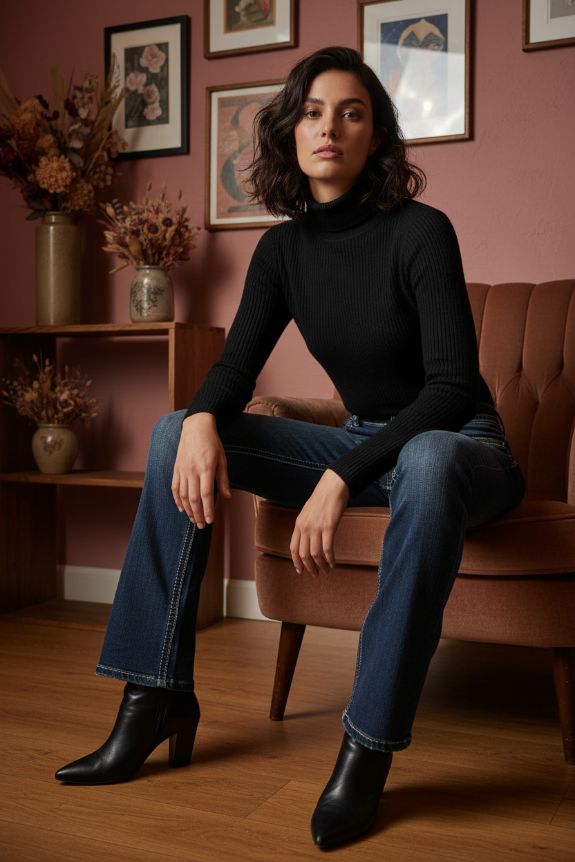 Black Turtleneck Cafe Style