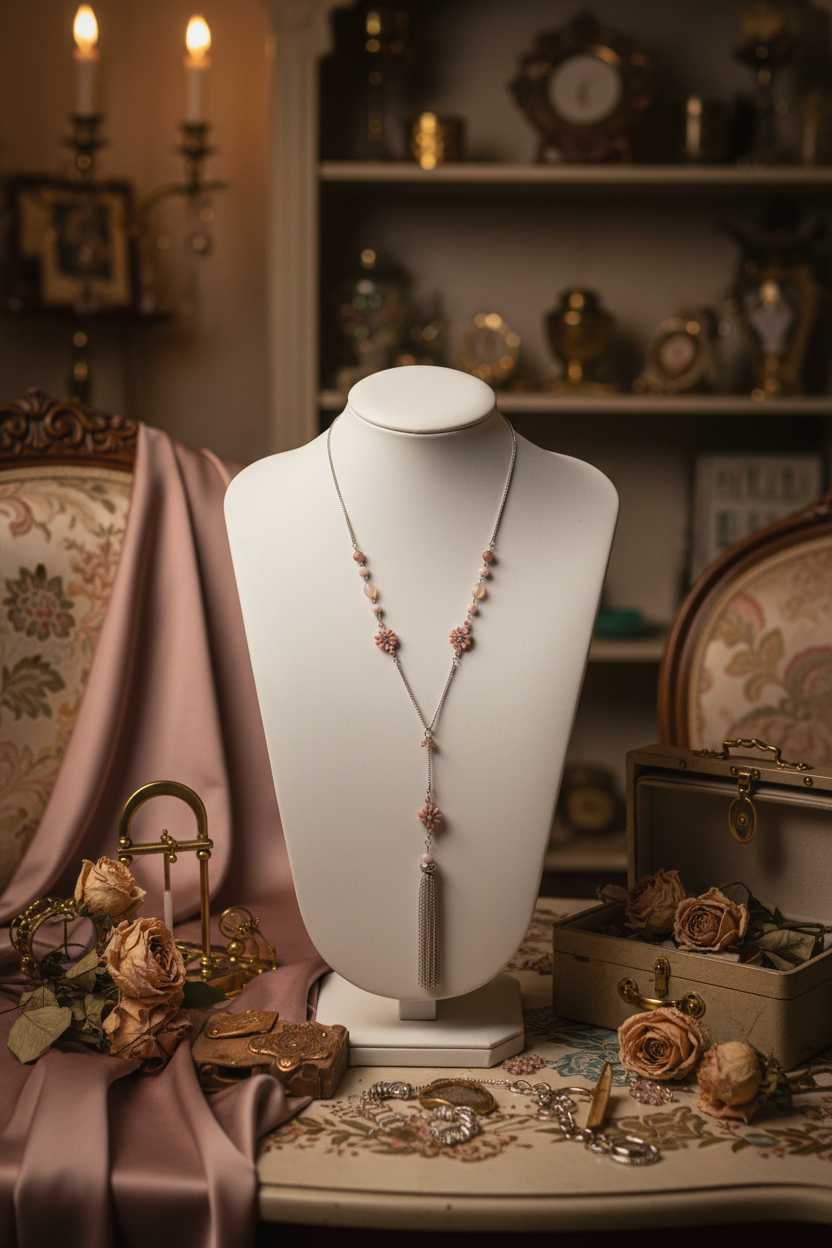 Blushing Petals Lariat on Bust