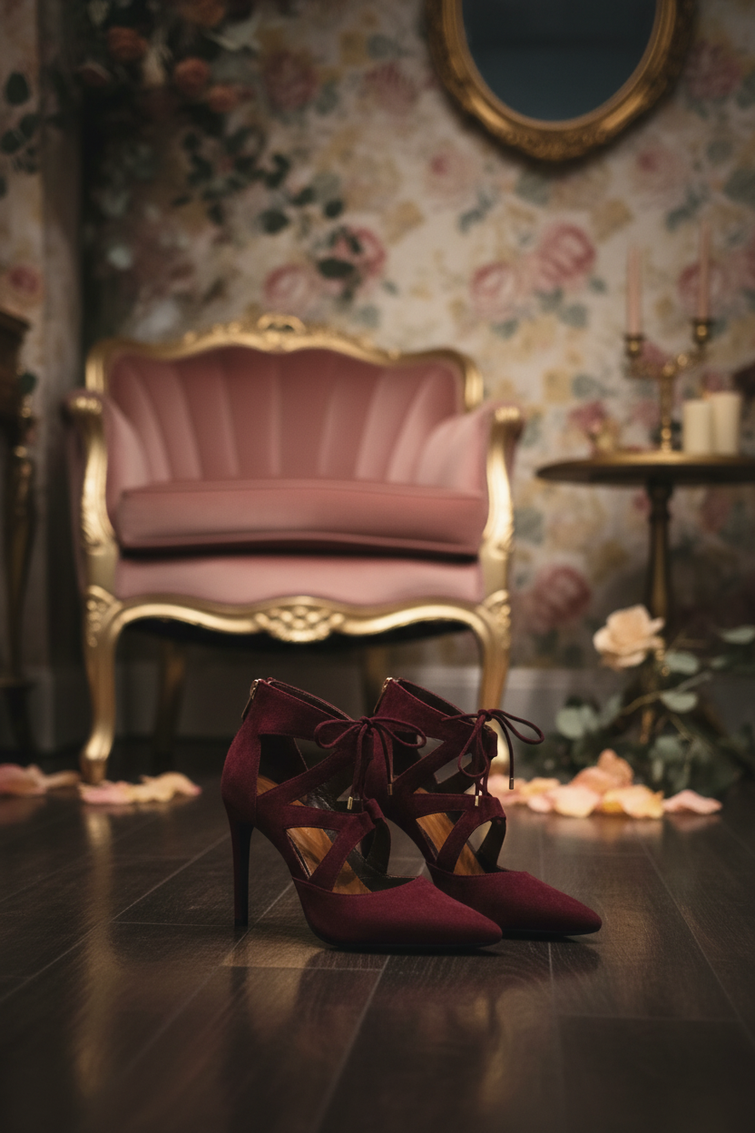 Bordeaux Heels with Short Laces - Front View