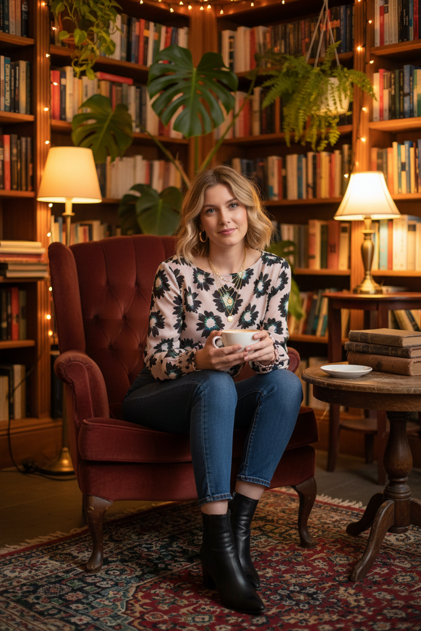 Cafe styling with exact blouse