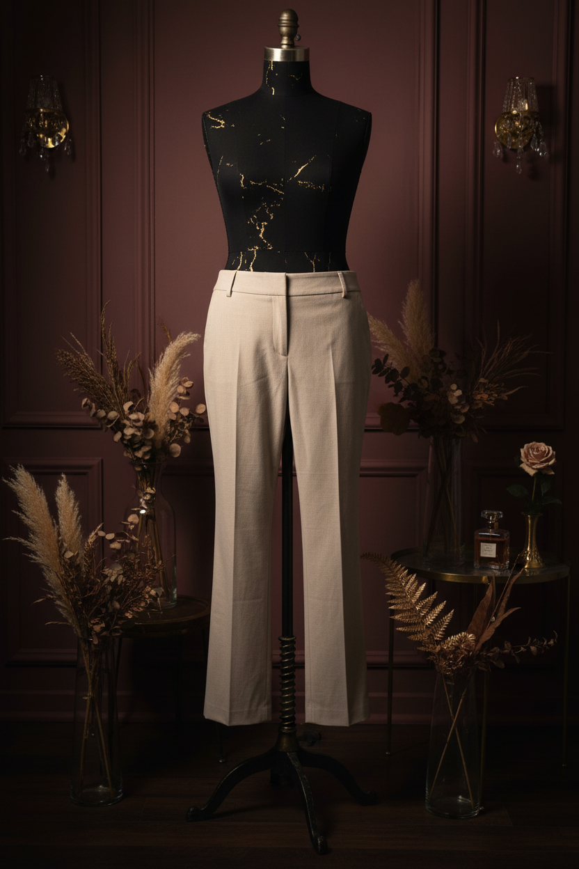 Champagne Trousers on Boutique Mannequin - Front