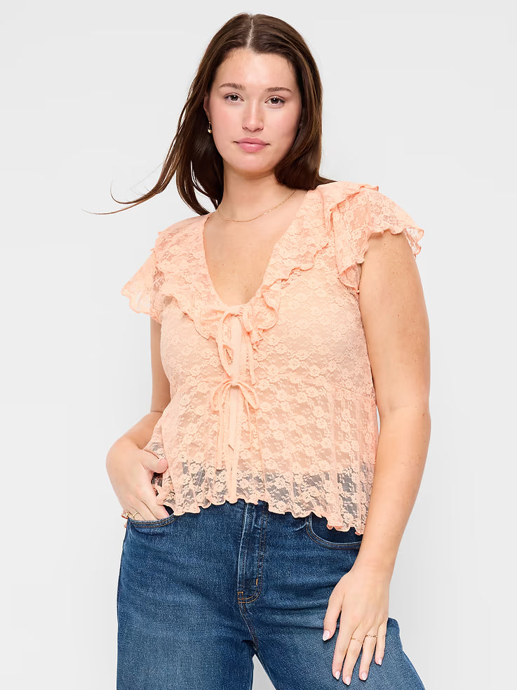 Blush & Flutter — Old Navy Lace Ruffle Wrap Top