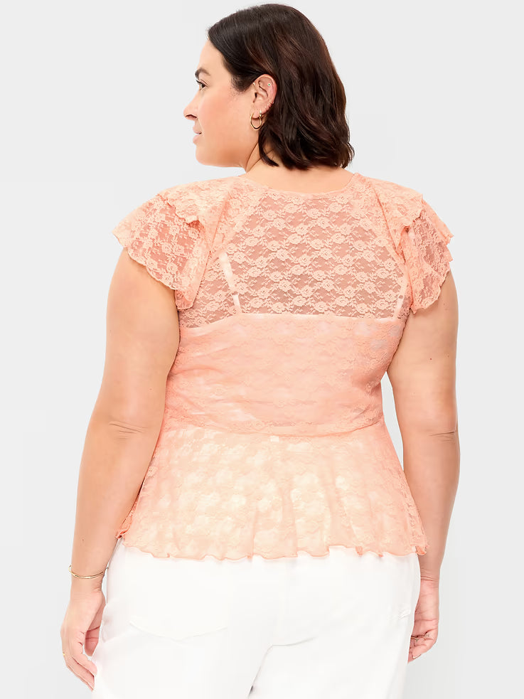 Blush & Flutter — Old Navy Lace Ruffle Wrap Top