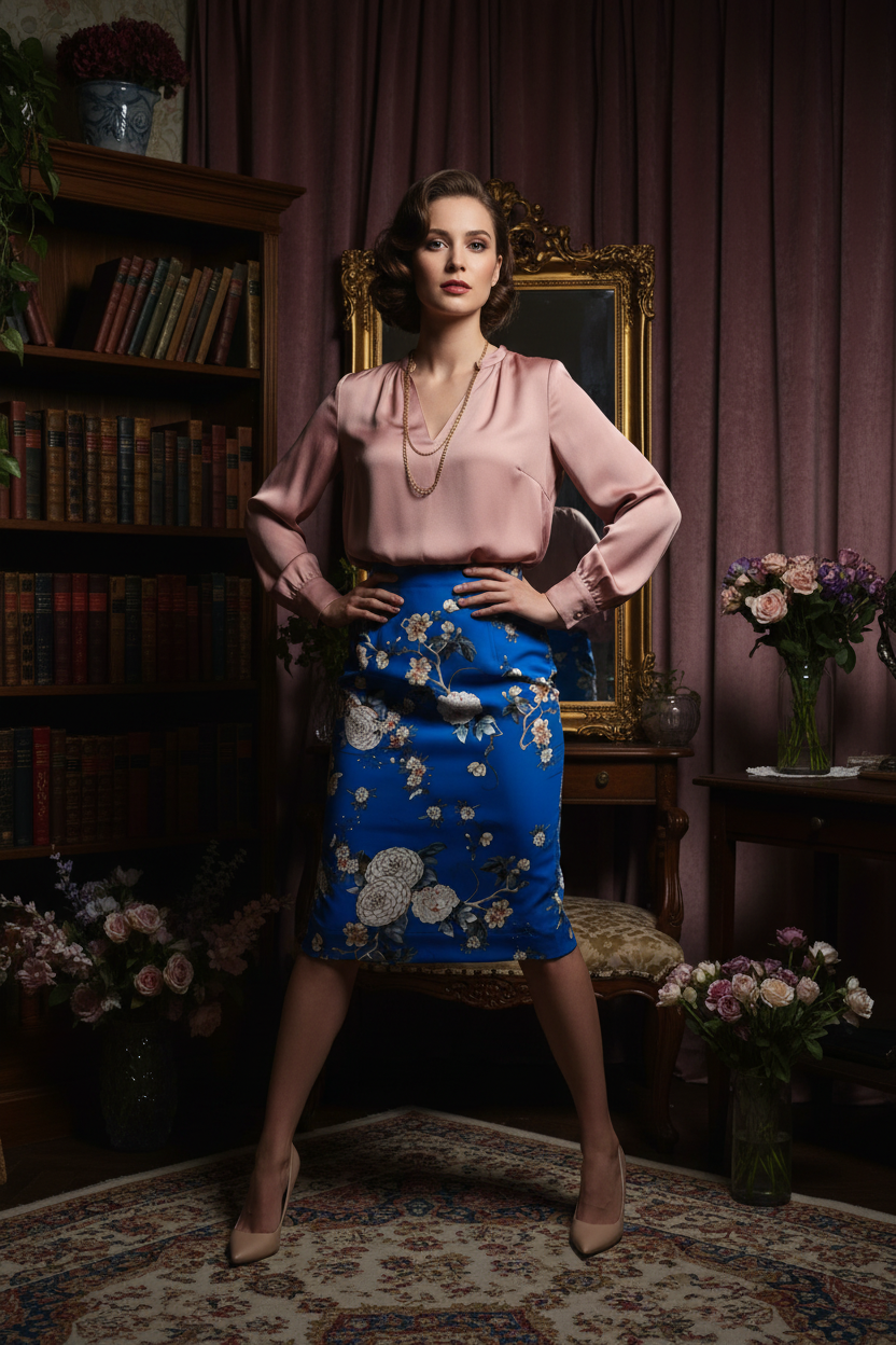 Cobalt Floral Skirt Editorial 2