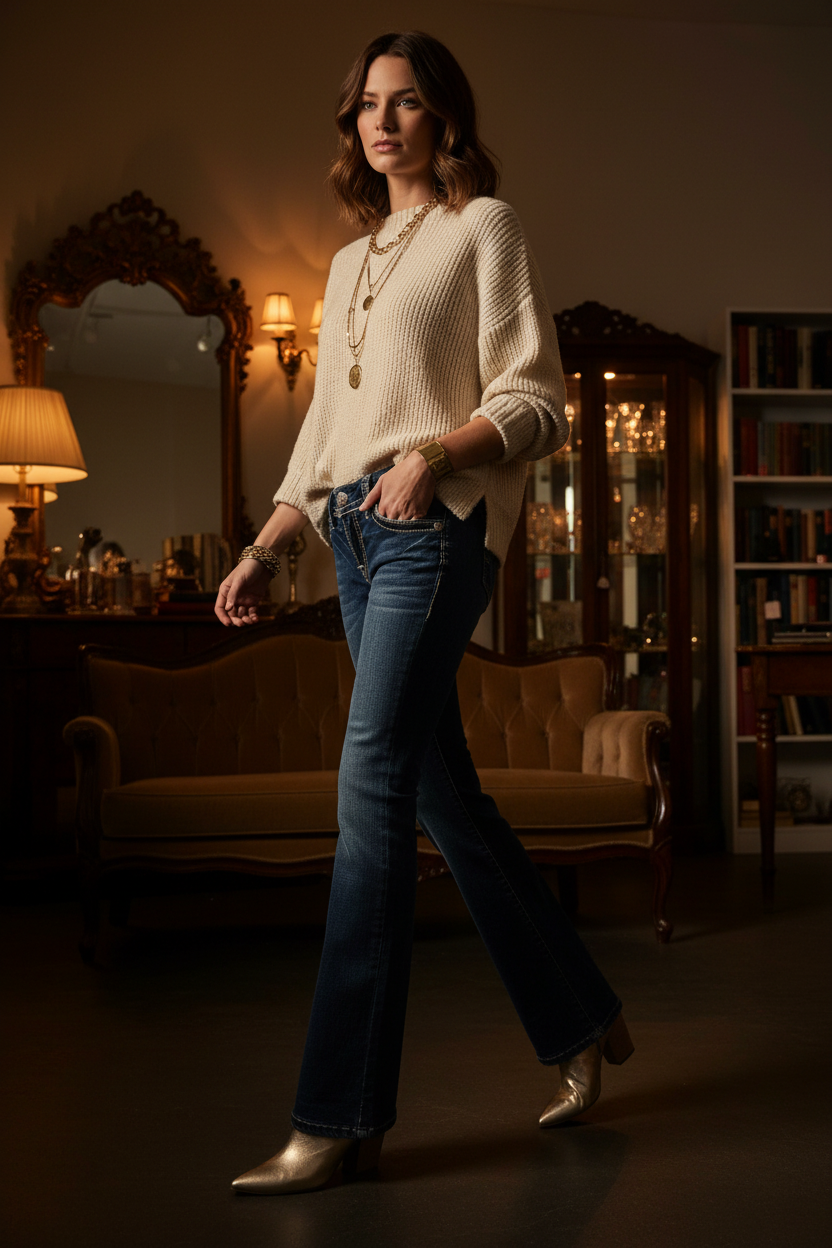 Cream Knit Movement Shot