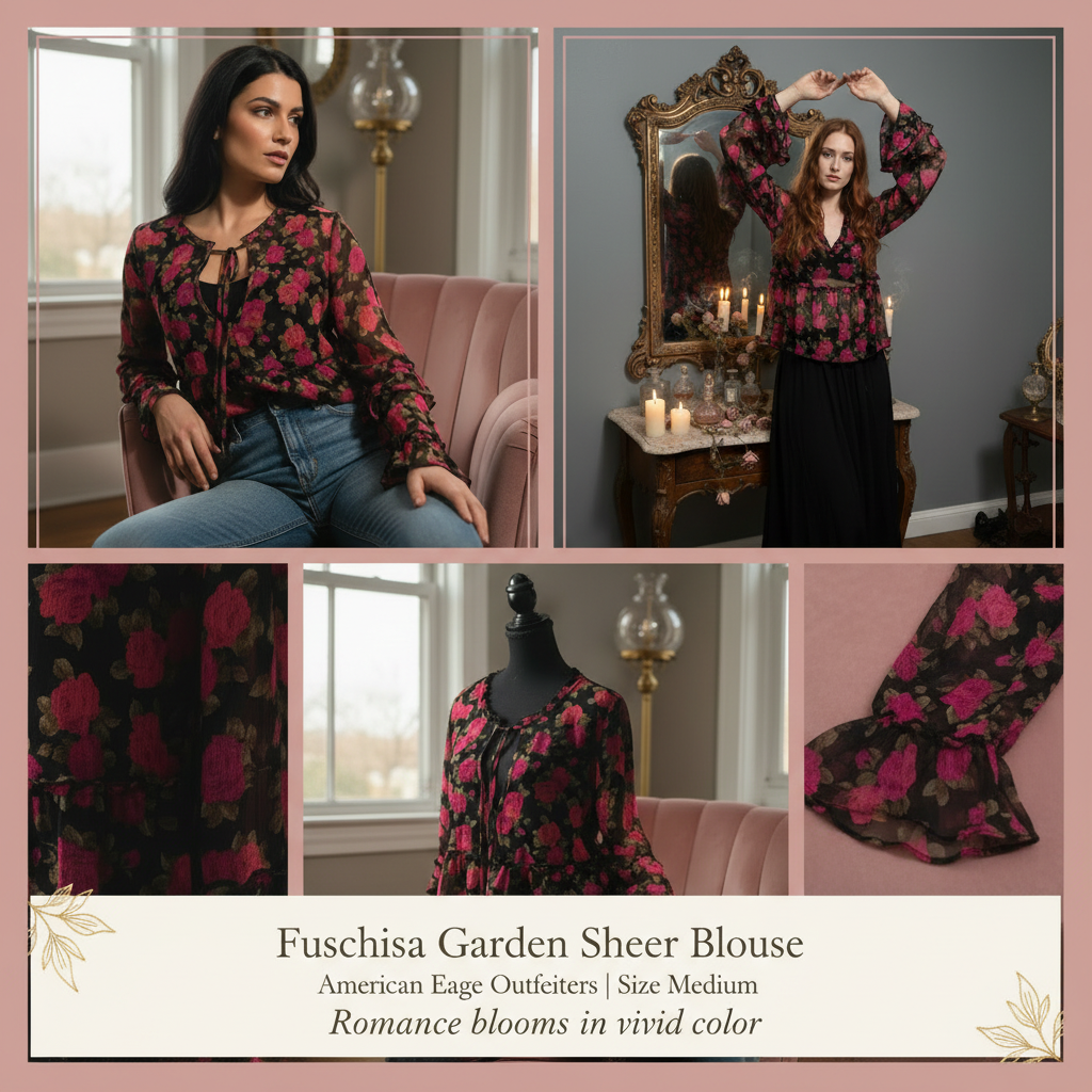 Fuchsia Garden Sheer Blouse Collage