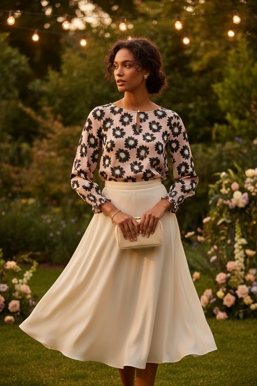 Garden party styling with exact blouse