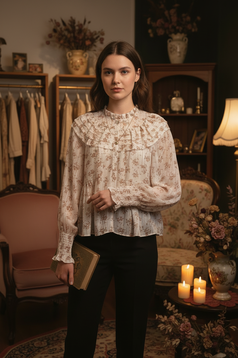 Garden Whispers Peasant Blouse - Alternative Pose