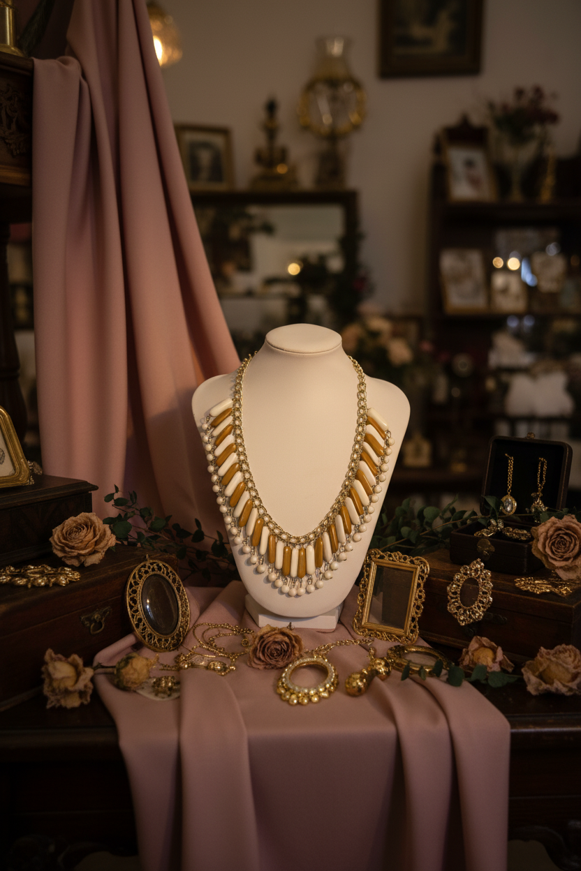 Gilded Fringe Necklace on Bust