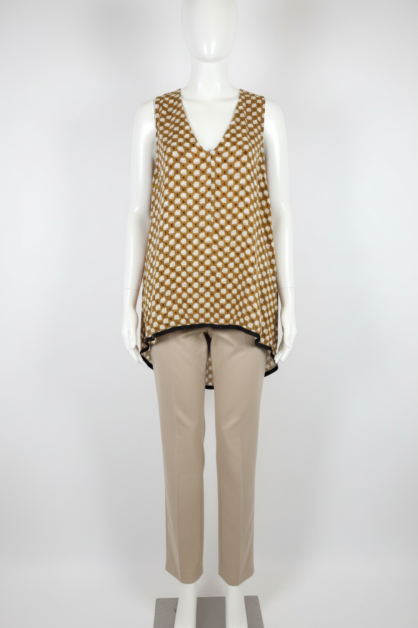 Golden Mosaic Sleeveless Top - Clean Background