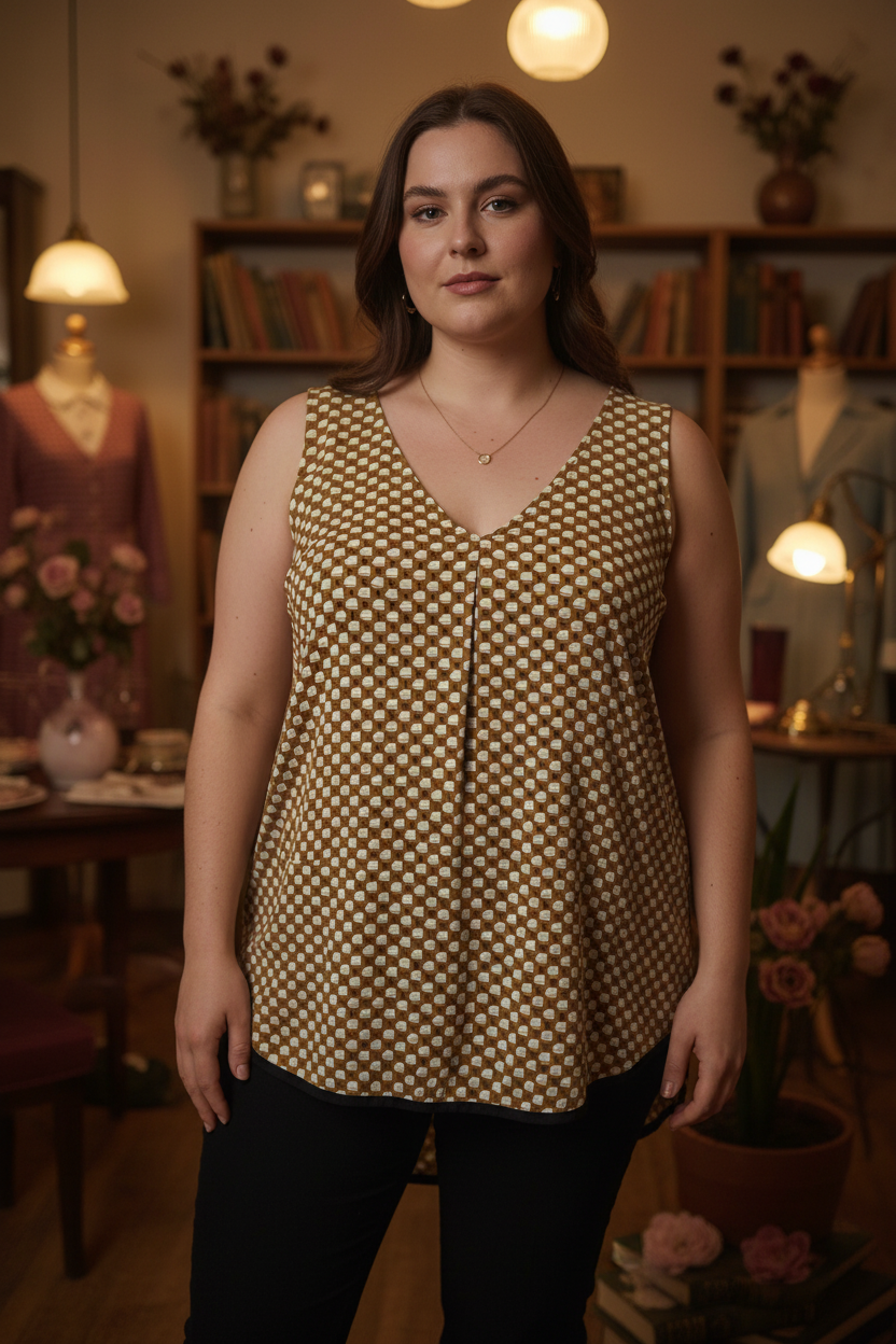 Golden Mosaic Sleeveless Top - Editorial