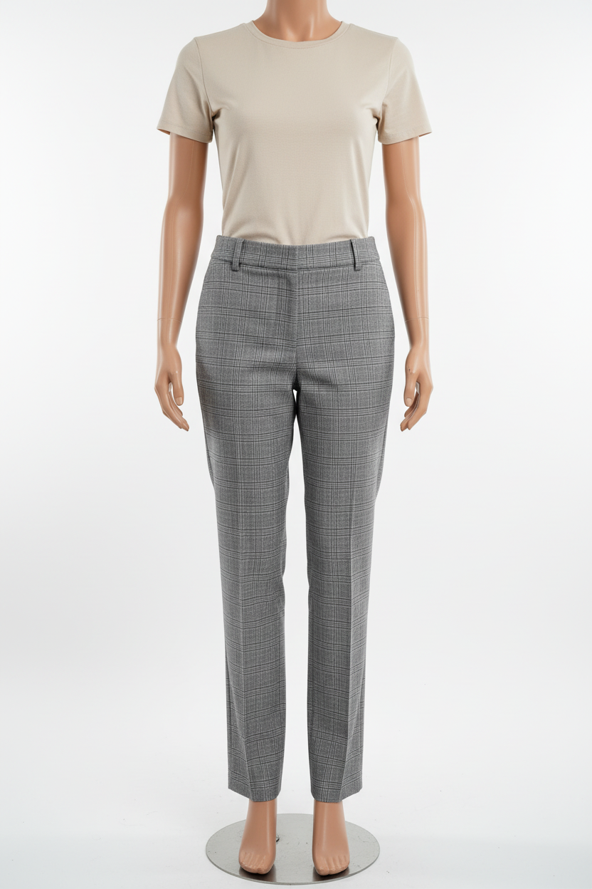 Elegantly Tailored Glen Plaid Trousers