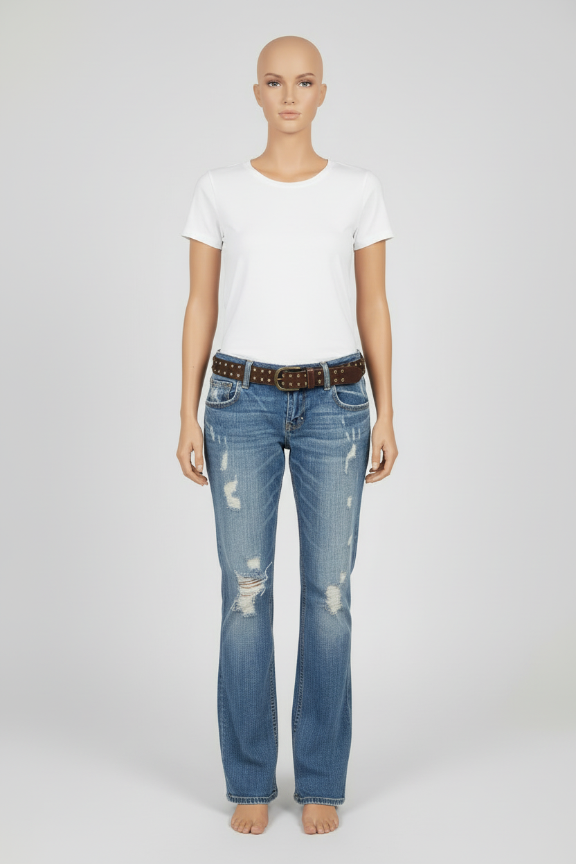 Rebelliously Distressed Denim Jeans