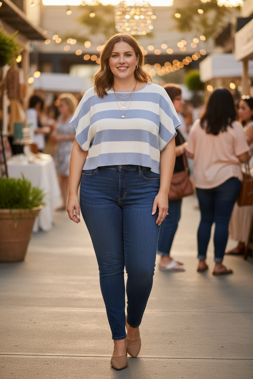 The Shimmer Shore — Cyrus Stripe Knit Batwing Top