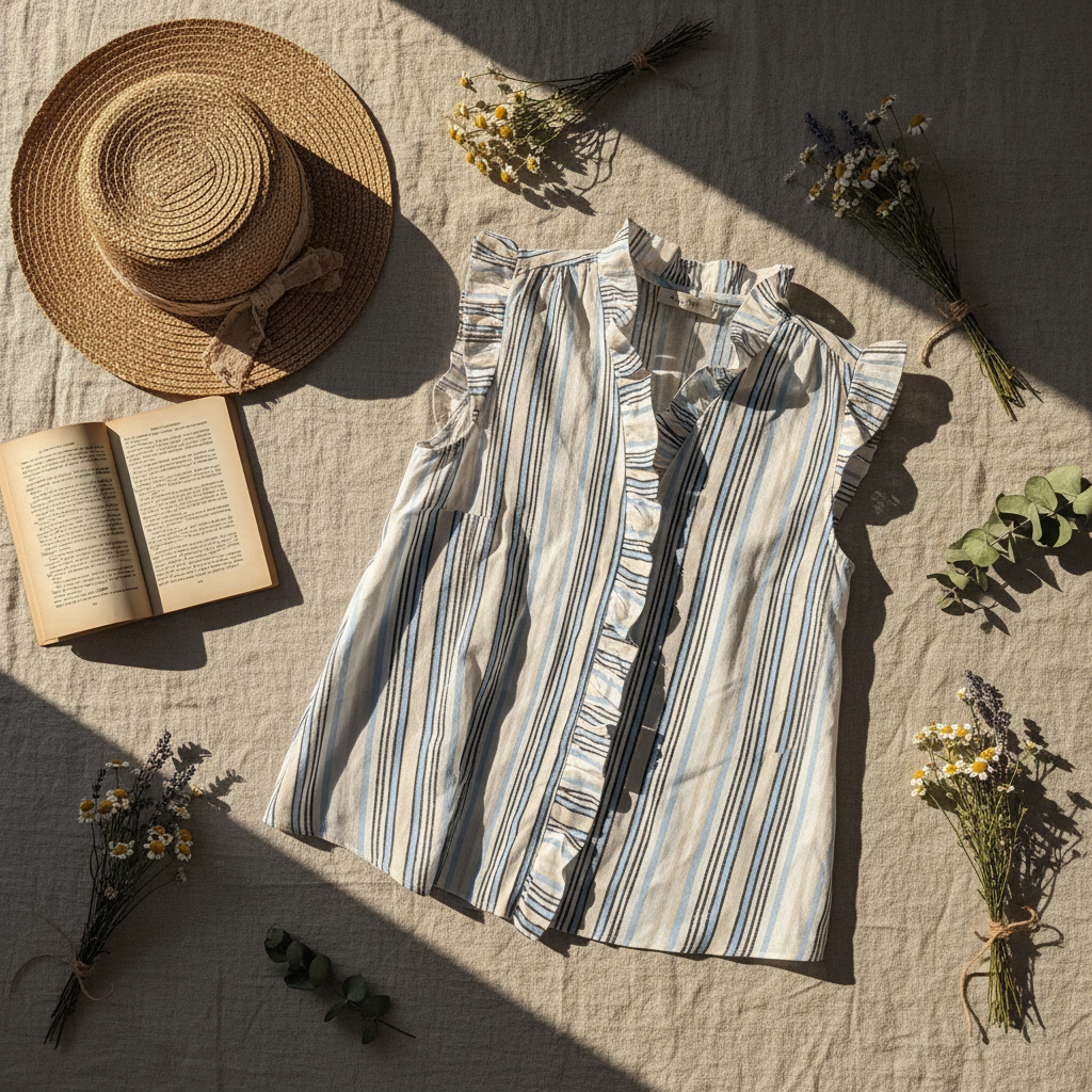 The Ruffle & Stripe — Mexx Sleeveless Babydoll Blouse