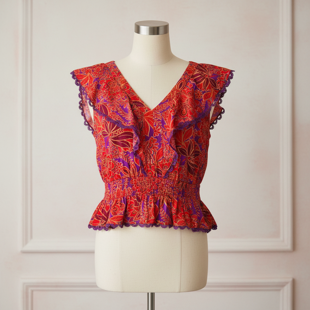 Mannequin portrait - Rose + Olive Botanical Bloom Crop Top