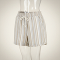 The Lazy Sunday Linen Short — Briggs New York Striped Smocked Waist