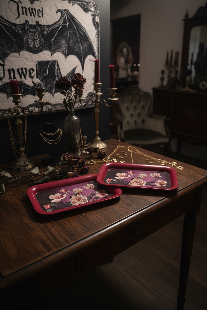 Midnight Rose Serving Tray Collection