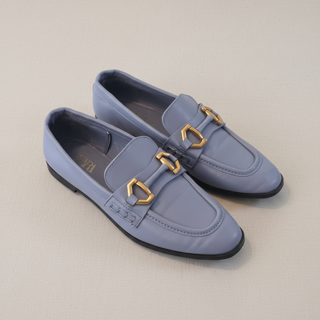 The Periwinkle Bit Loafer — Gold Hardware Flat