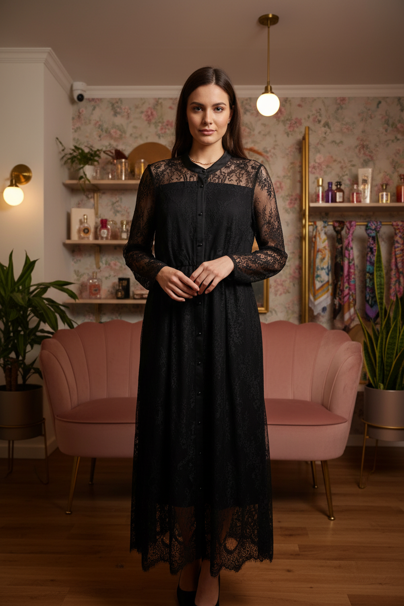 Midnight Reverie Lace Maxi Dress