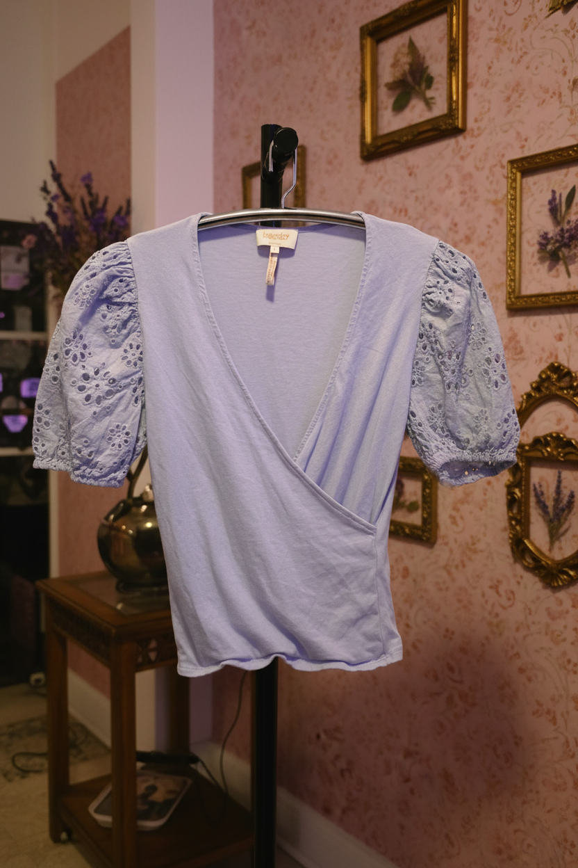 Ethereally Embroidered Periwinkle Top