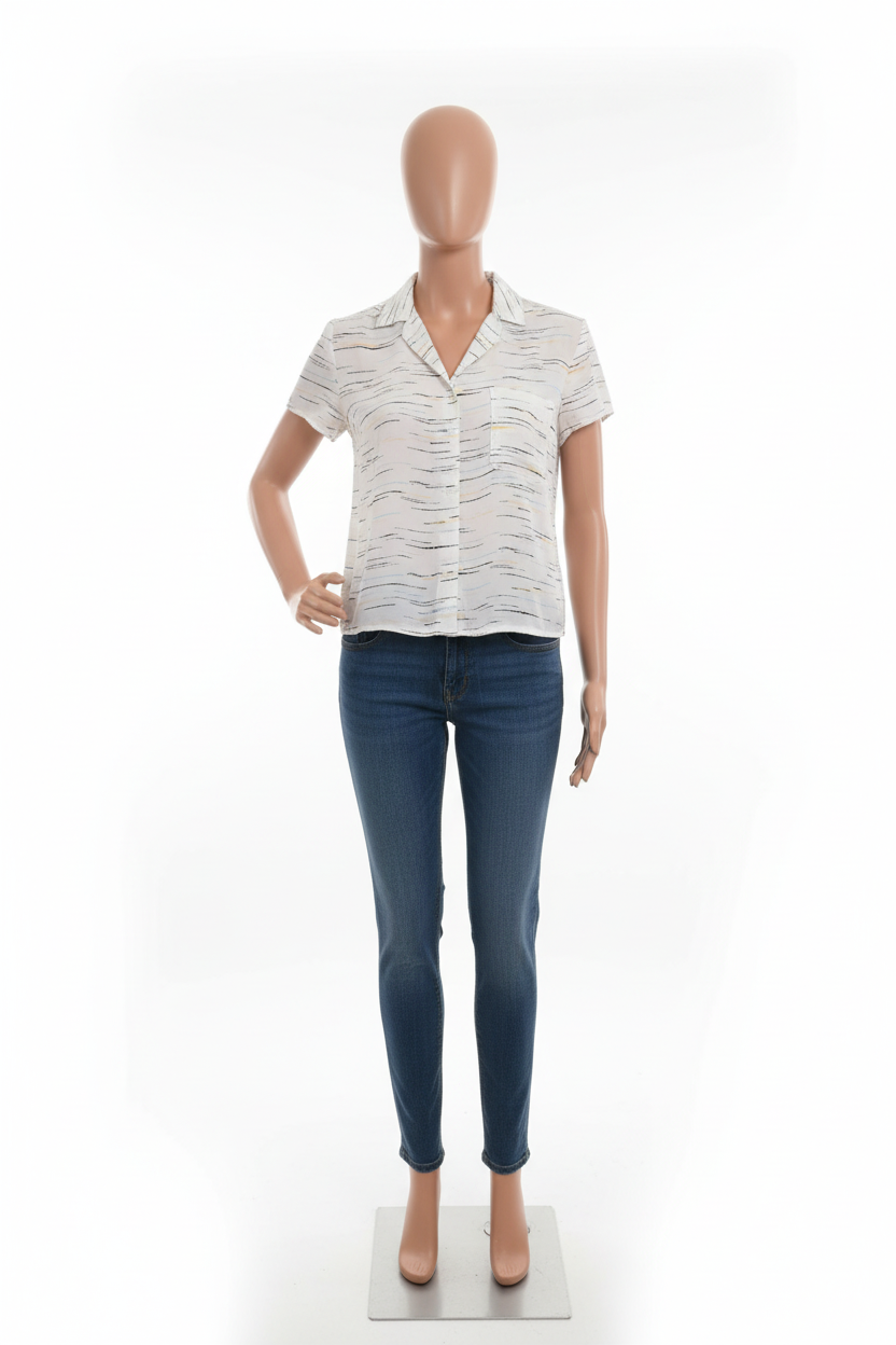 Painted Lines Silk Blouse