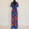 Tropicana Cobalt Ruched Maxi Cover-Up Dress — XL