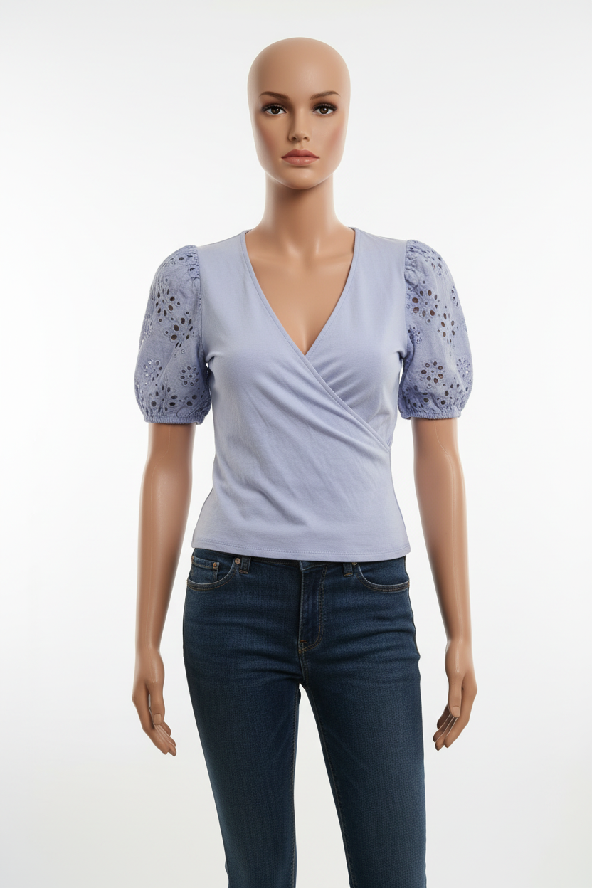 Ethereally Embroidered Periwinkle Top