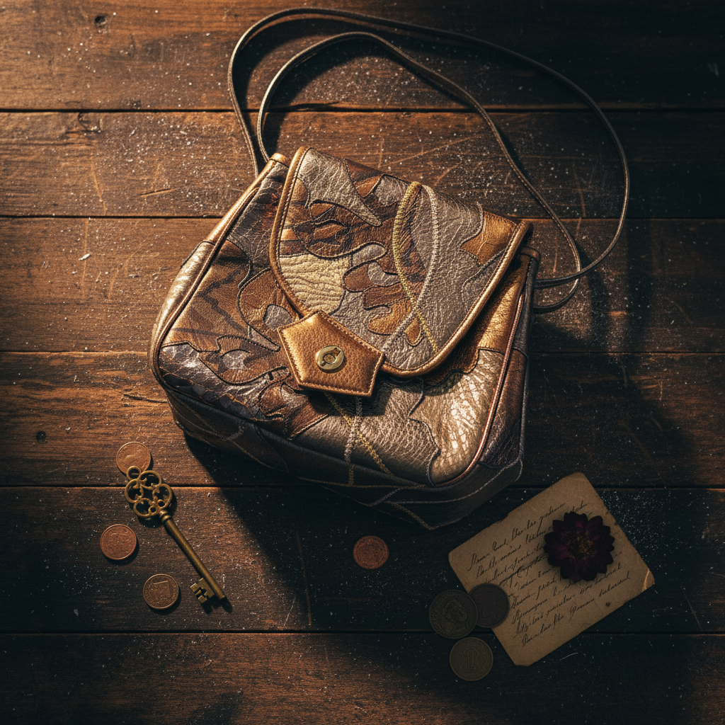 The Bronzed Relic — Patchwork Metallic Leather Crossbody