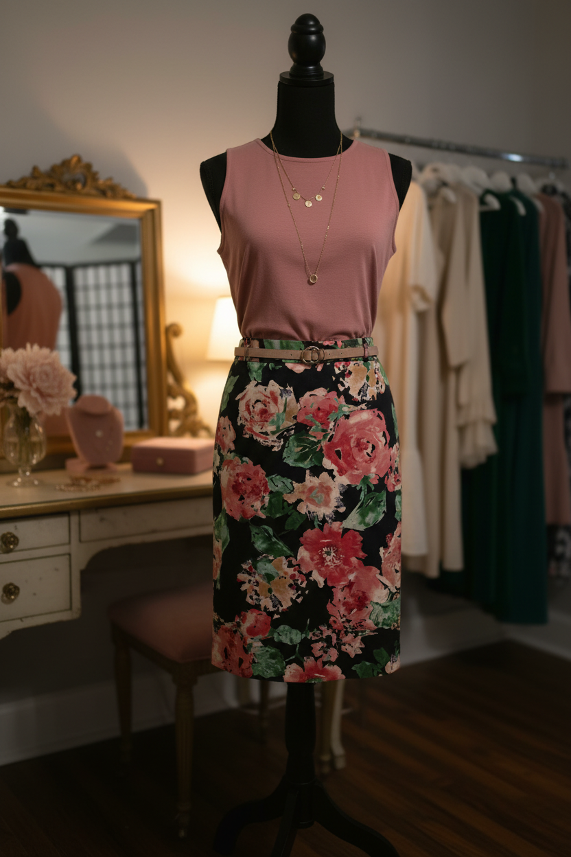 Midnight Garden Pencil Skirt