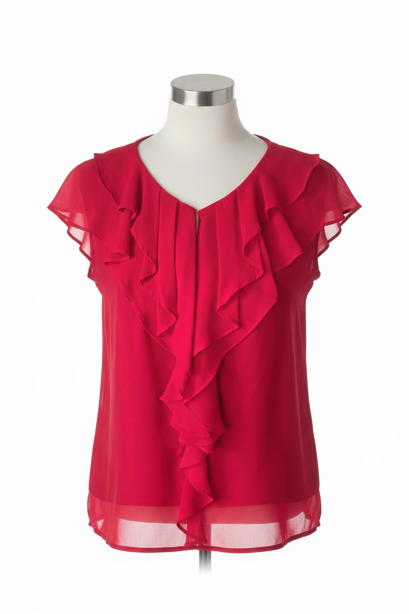 Scarlet Flutter Blouse — mannequin, clean white background