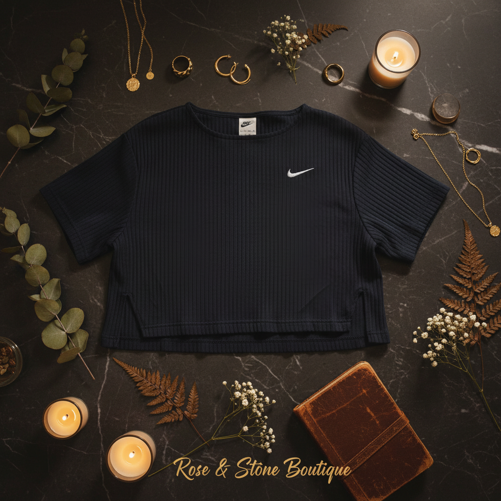 Nike Ribbed Crop Tee — hero flat lay