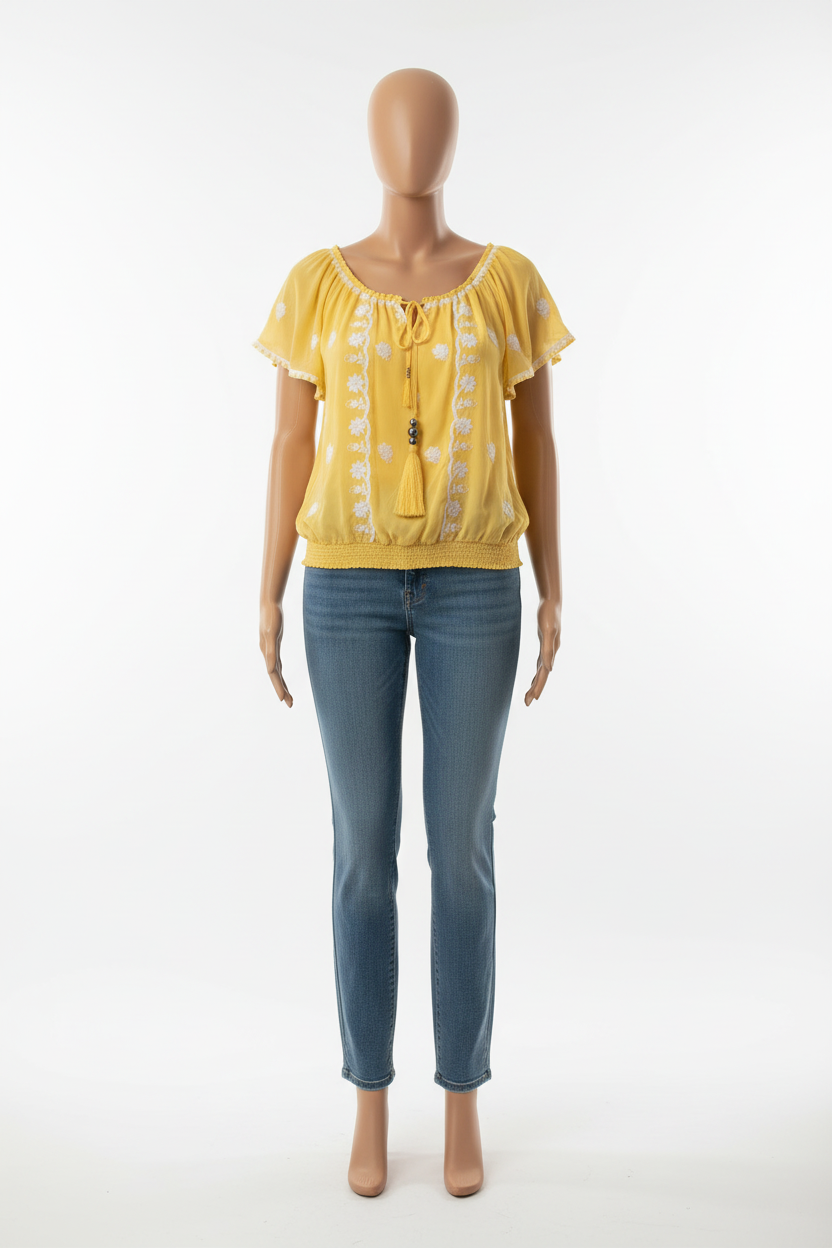 Sunshine Daisy Peasant Top