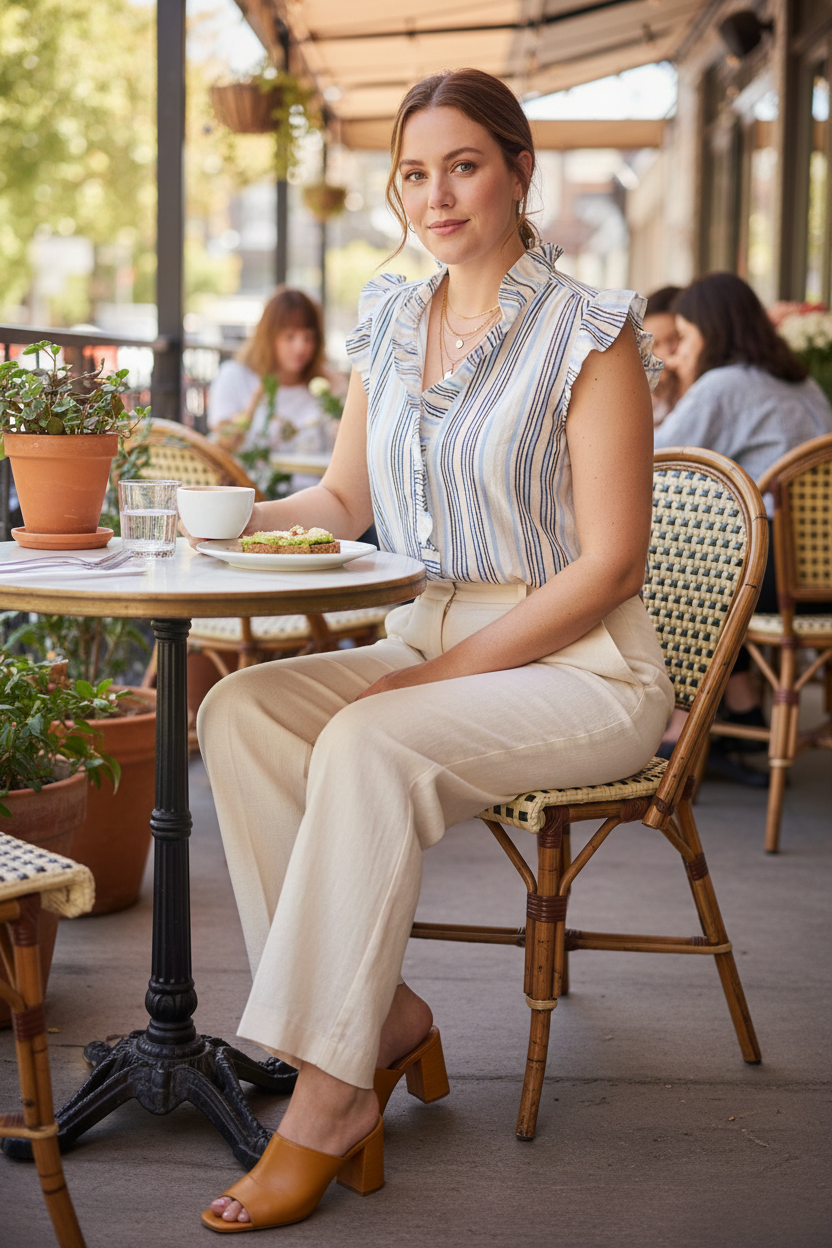 The Ruffle & Stripe — Mexx Sleeveless Babydoll Blouse