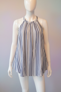 Torrid Striped Swing Blouse | Blue & White | Halter Neck | Side Pockets | Size 2
