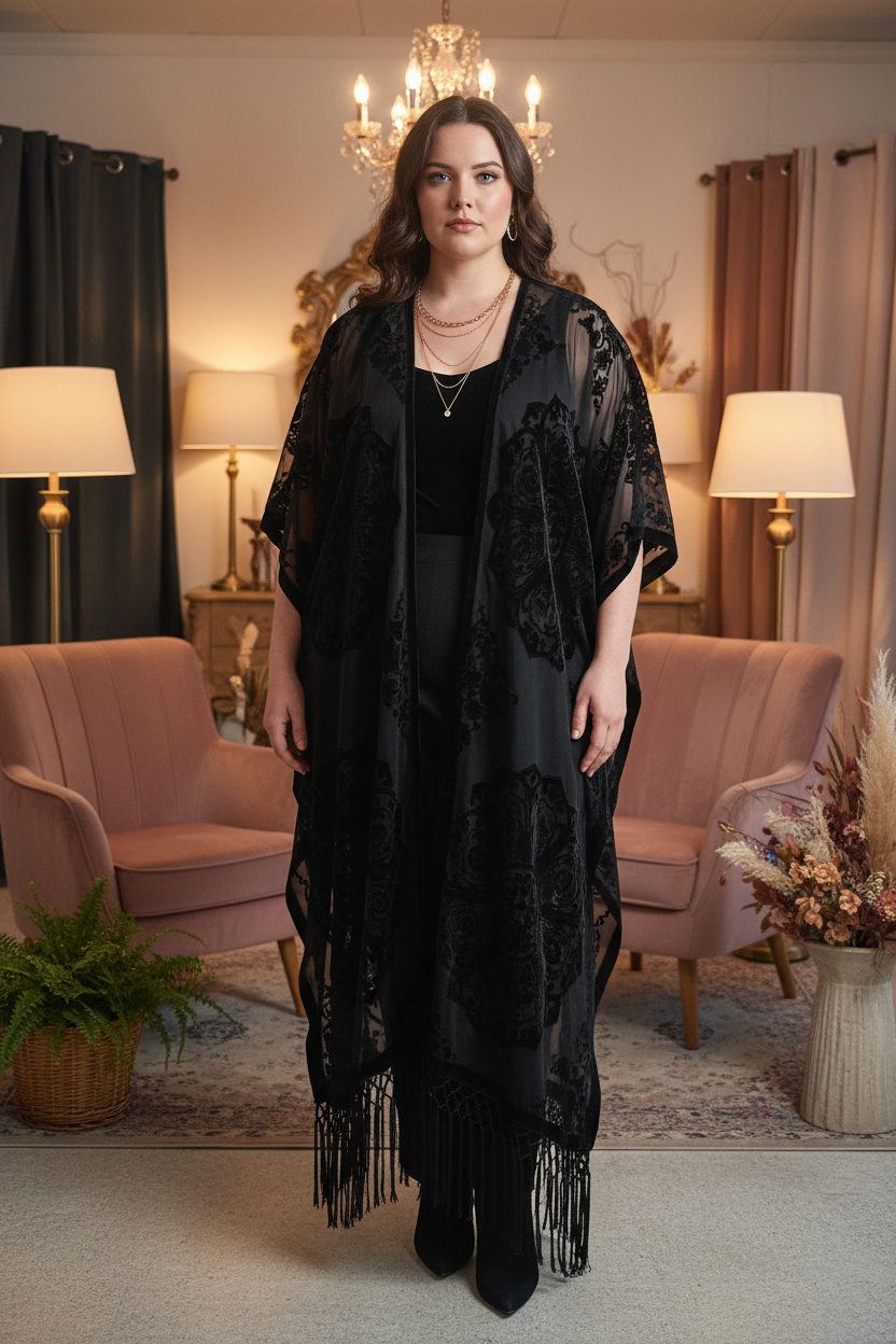 Midnight Reverie Velvet Kimono