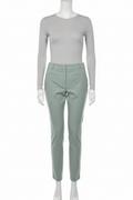 Sage mint slim leg ankle trousers on mannequin white background